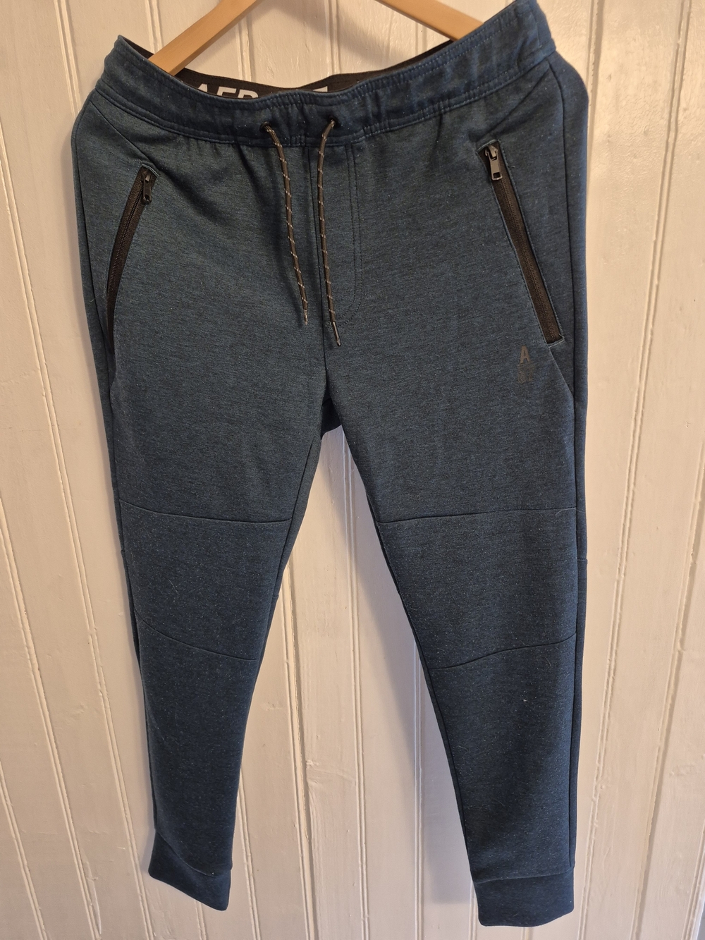Mens Aeropostale Teal Blue Jogger Sweatpants with Zip Pockets